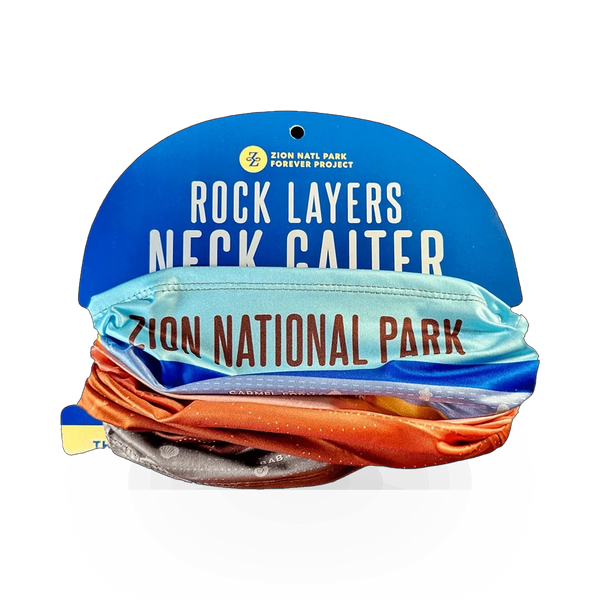 Smith Western Bana Zion Rock Layers Gaiter featuring layered rock pattern, designed for outdoor wear and protection.