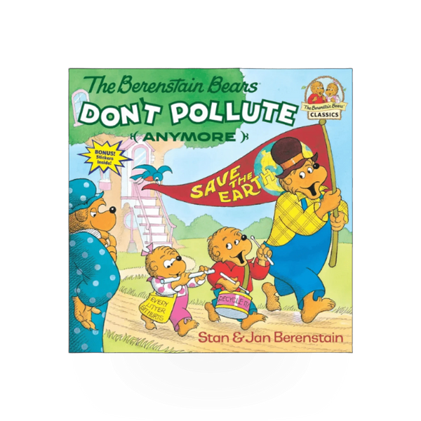 Children's book titled "Bernstein Bears Don't Pollute" by Penguin Random House, featuring colorful cover art with Bernstein Bears characters.