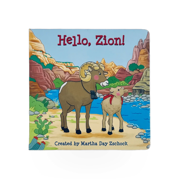 Hello Zion Board Book by Arcadia Publishing, colorful children's book with vibrant illustrations about Zion.