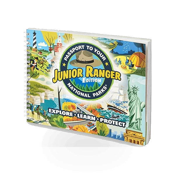 Eastern National Jr Ranger Passport Book, a colorful guide with pages for collecting stamps and learning about national parks.