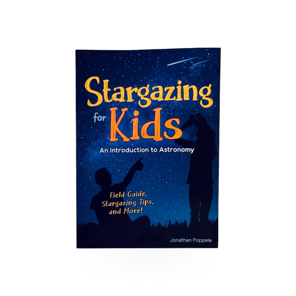 Children's stargazing book by AdventureKeen, open to pages with star charts and illustrations for young astronomy enthusiasts.