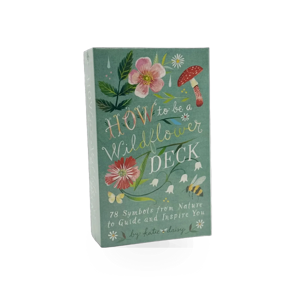 A deck of cards titled "How To Be A Wildflower" by Chronicle Books, featuring colorful floral-themed illustrations.
