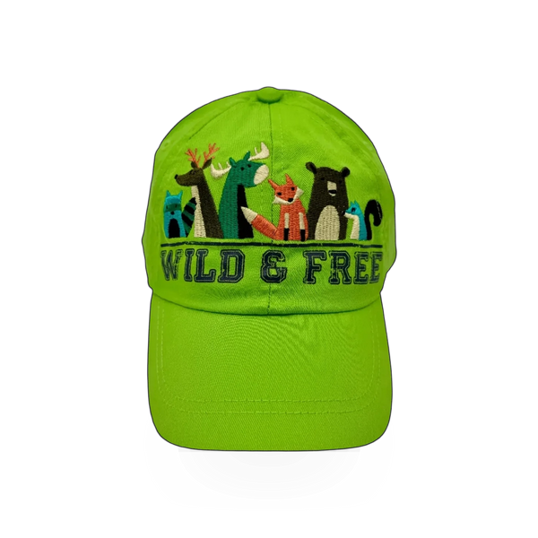 Yellow "Wild and Free Zion National Park" themed hat by Julie + Joe featuring park logo and adjustable strap.
