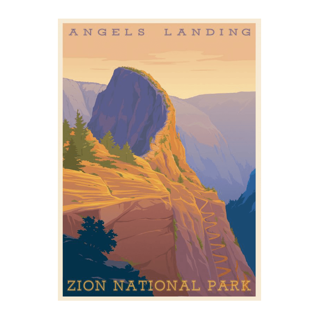 Poster - Retro Angels Landing - 77518-38F - Zion Natl Park Forever Project