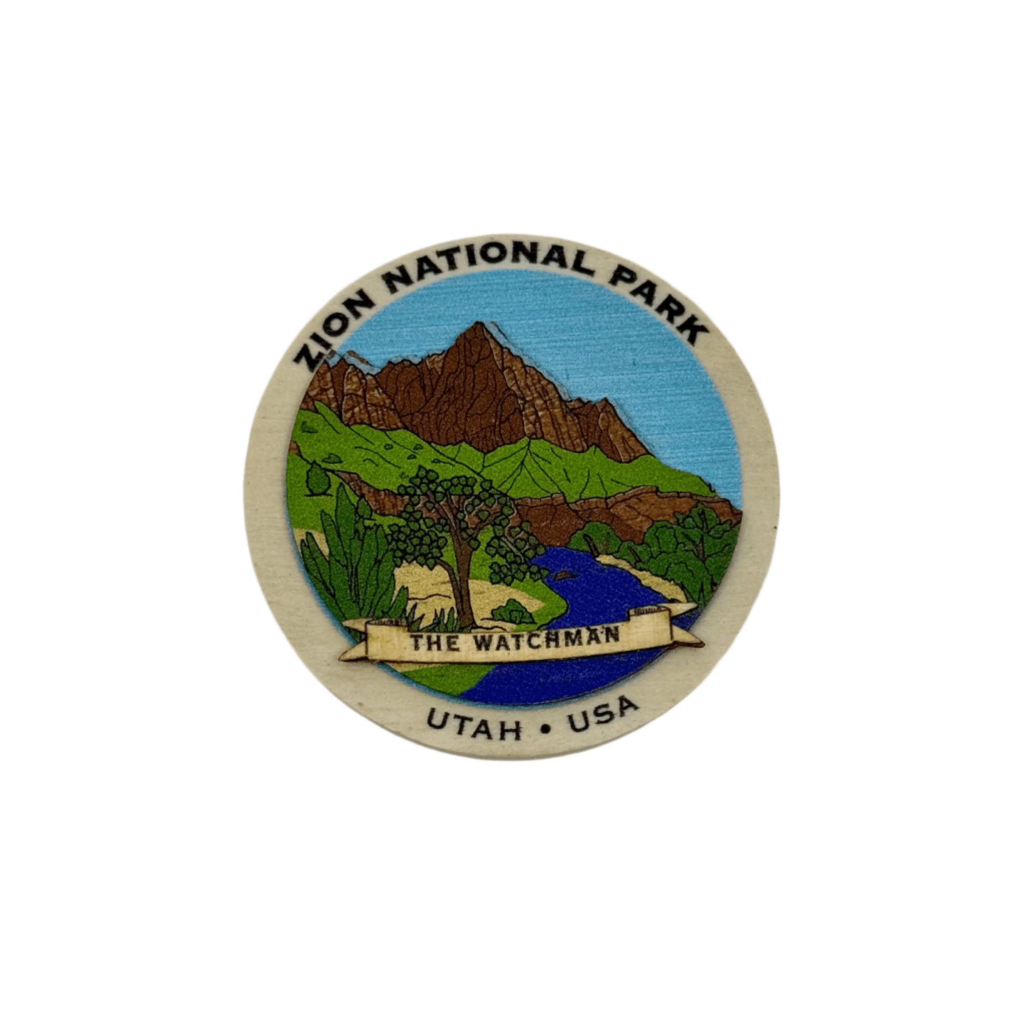 Magnet - Round - Wood Watchman - 93202-RDWM - Zion Natl Park Forever Project
