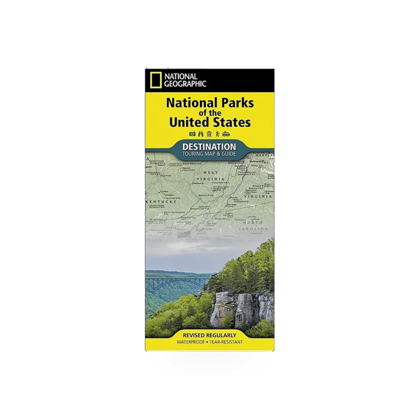 Detailed map of U.S. National Parks by National Geographic Maps, showing park locations and geographic features.