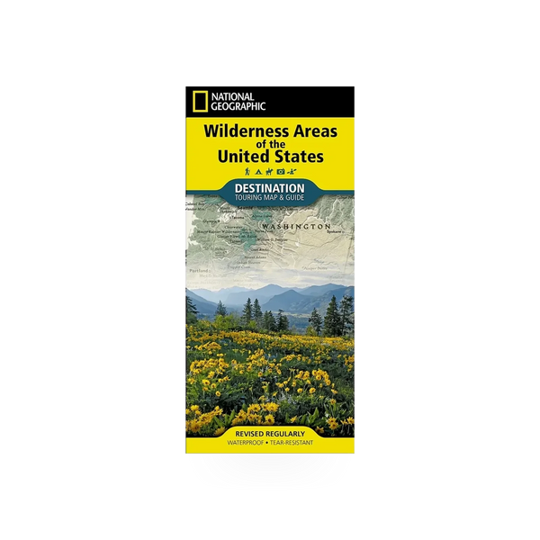 Detailed National Geographic Wilderness Areas US map showing natural parks and protected regions in vibrant colors and detailed labels.
