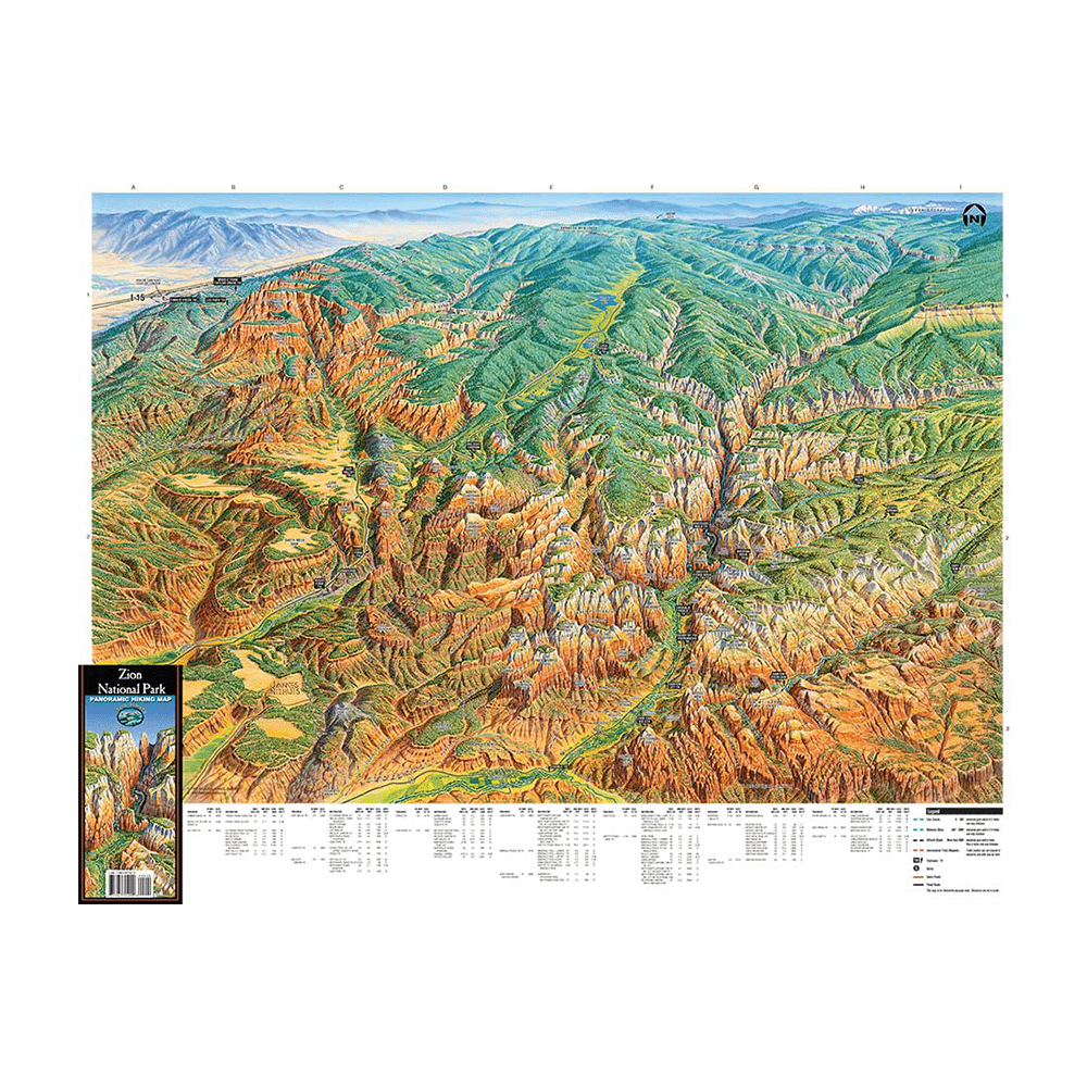 Map - Zion Pano Trail Tracks - Zion Natl Park Forever Project
