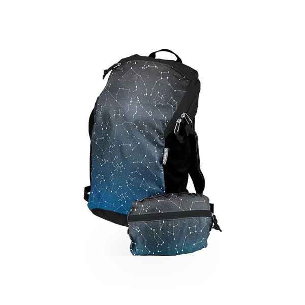 ChicoBag Constellation Travel Pack with space-themed design, compact and lightweight travel bag for easy packing and organization.