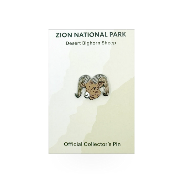 Eagle River Designs Bighorn Sheep Head animal pin with detailed metal craftsmanship, perfect for nature or animal-themed accessories.