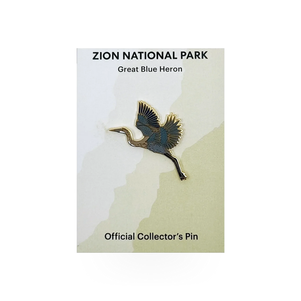 Eagle River Designs Great Blue Heron animal theme pin featuring a detailed blue heron illustration on a metal pin.