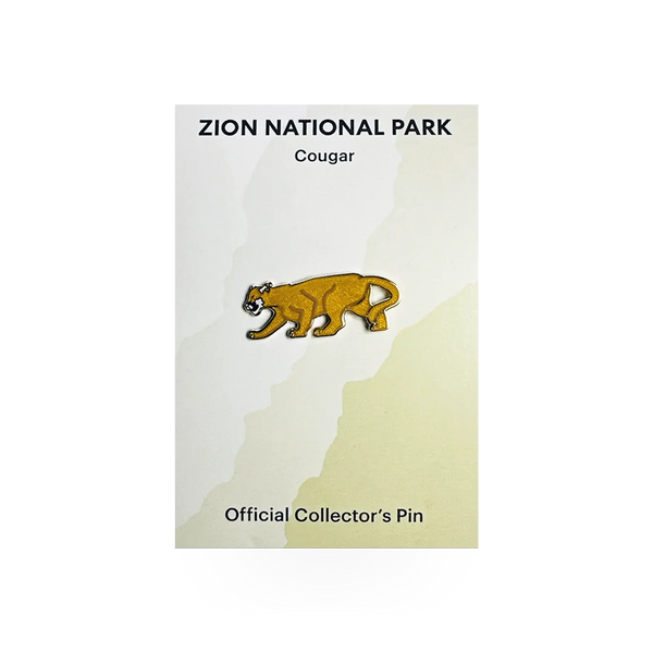 Eagle River Designs mountain lion cougar animal theme pin featuring a detailed mountain lion illustration.