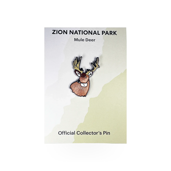 Eagle River Designs mule deer animal themed pin featuring a detailed, realistic mule deer illustration.