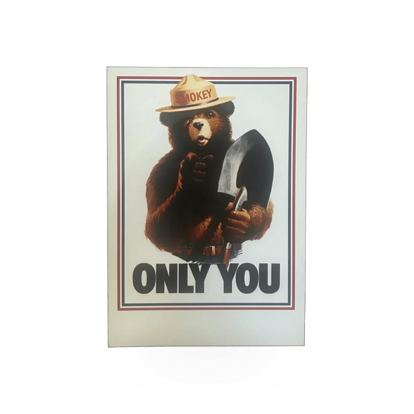 4x6 Smokey Bear postcard featuring a white background and the "Only You" message, by Impact Photographics.