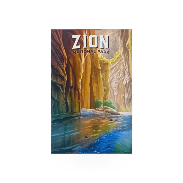 Lantern Press postcard featuring The Narrows scenic landscape, with detailed imagery of rugged cliffs and flowing river.