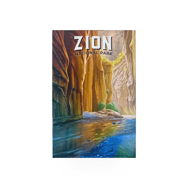 Lantern Press postcard featuring The Narrows scenic landscape, with detailed imagery of rugged cliffs and flowing river.