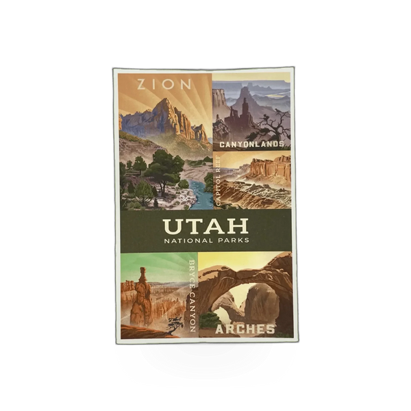 Lantern Press Utah Parks postcard featuring scenic images of Utah's national parks and natural landscapes.