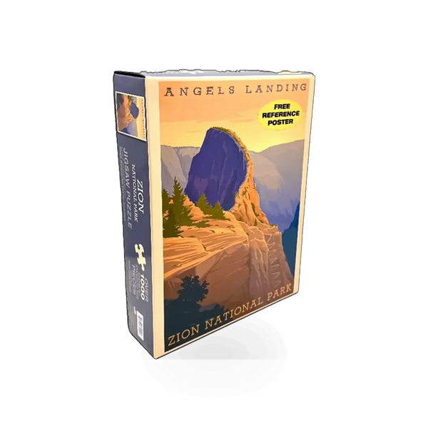 Impact Photographics RR Angels Landing puzzle, 77518-O8S, featuring a scenic mountain landscape with rugged cliffs and blue sky.
