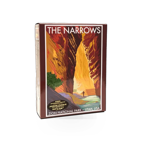 Impact Photographics Puzzle - RR Narrows 77272-08S, a detailed view of the vibrant landscape puzzle pieces and artwork.