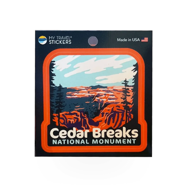 Cedar Breaks overlook sticker by My Travel Stickers, featuring scenic landscape of Cedar Breaks National Monument.