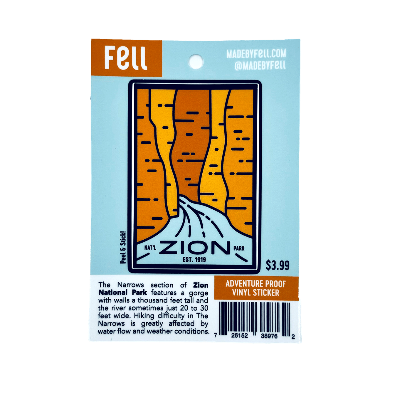 Sticker - The Narrows Fell - Zion Natl Park Forever Project