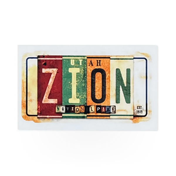 Impact Photographics Zion License sticker featuring bold design and vibrant colors, ideal for personalizing vehicles or gear.