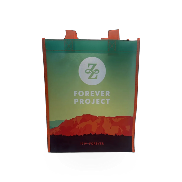 Large Impact Photographics tote merchandise bag with sturdy handles and spacious interior for carrying items.