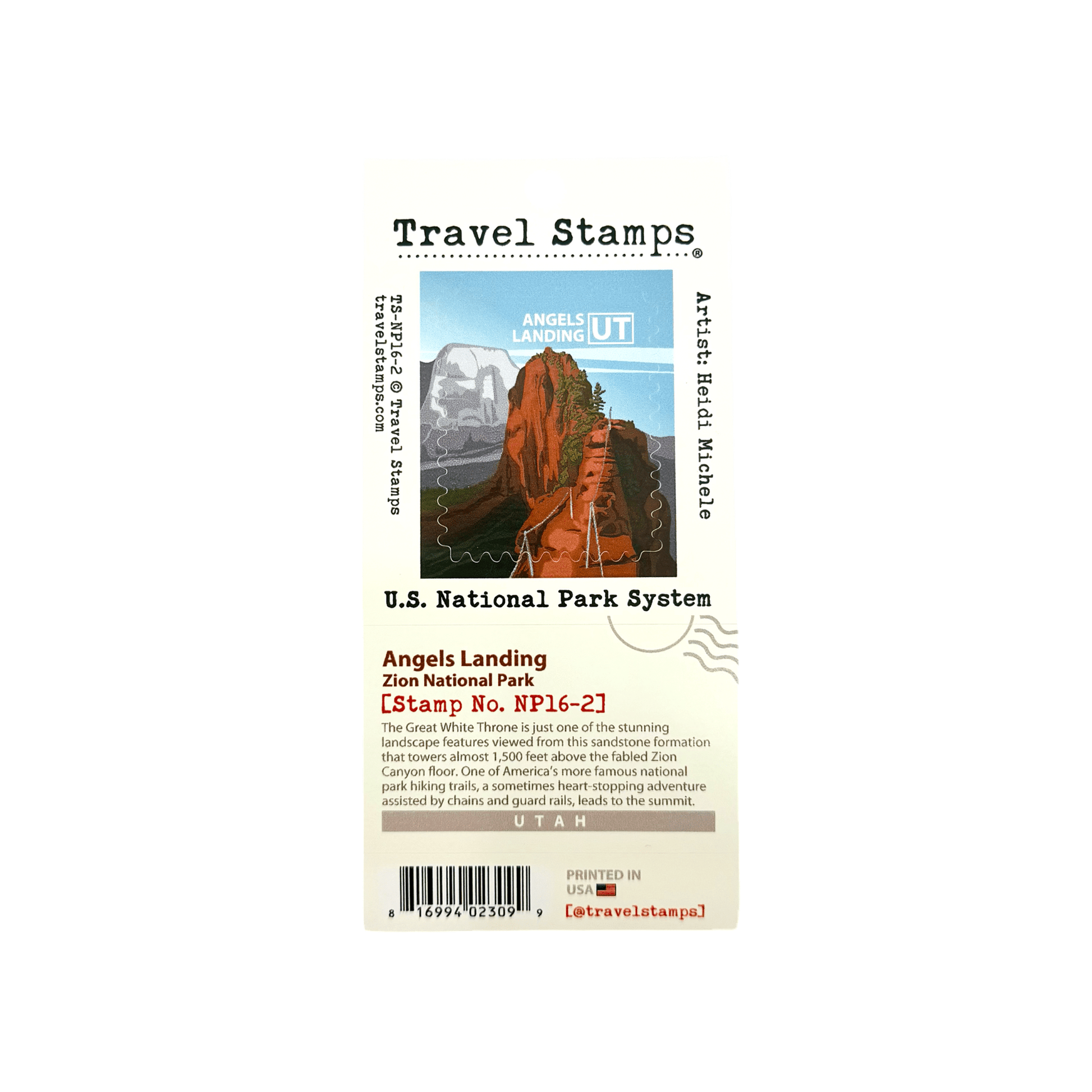 Travel Stamp Zion - Angels Landing - Zion Natl Park Forever Project