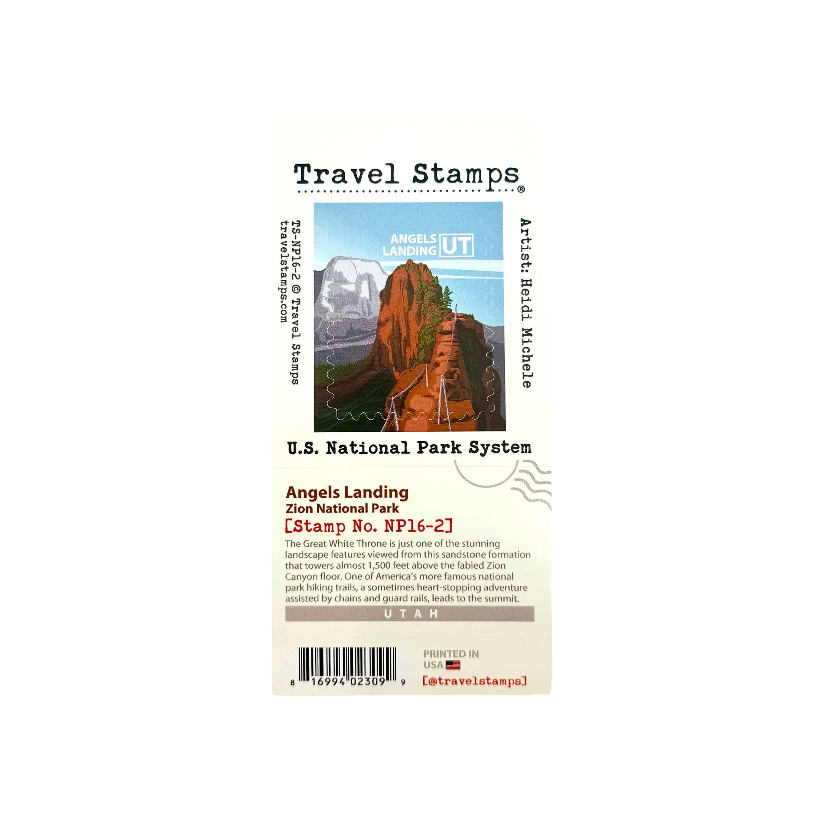 Travel Stamp Zion - Angels Landing - Zion Natl Park Forever Project