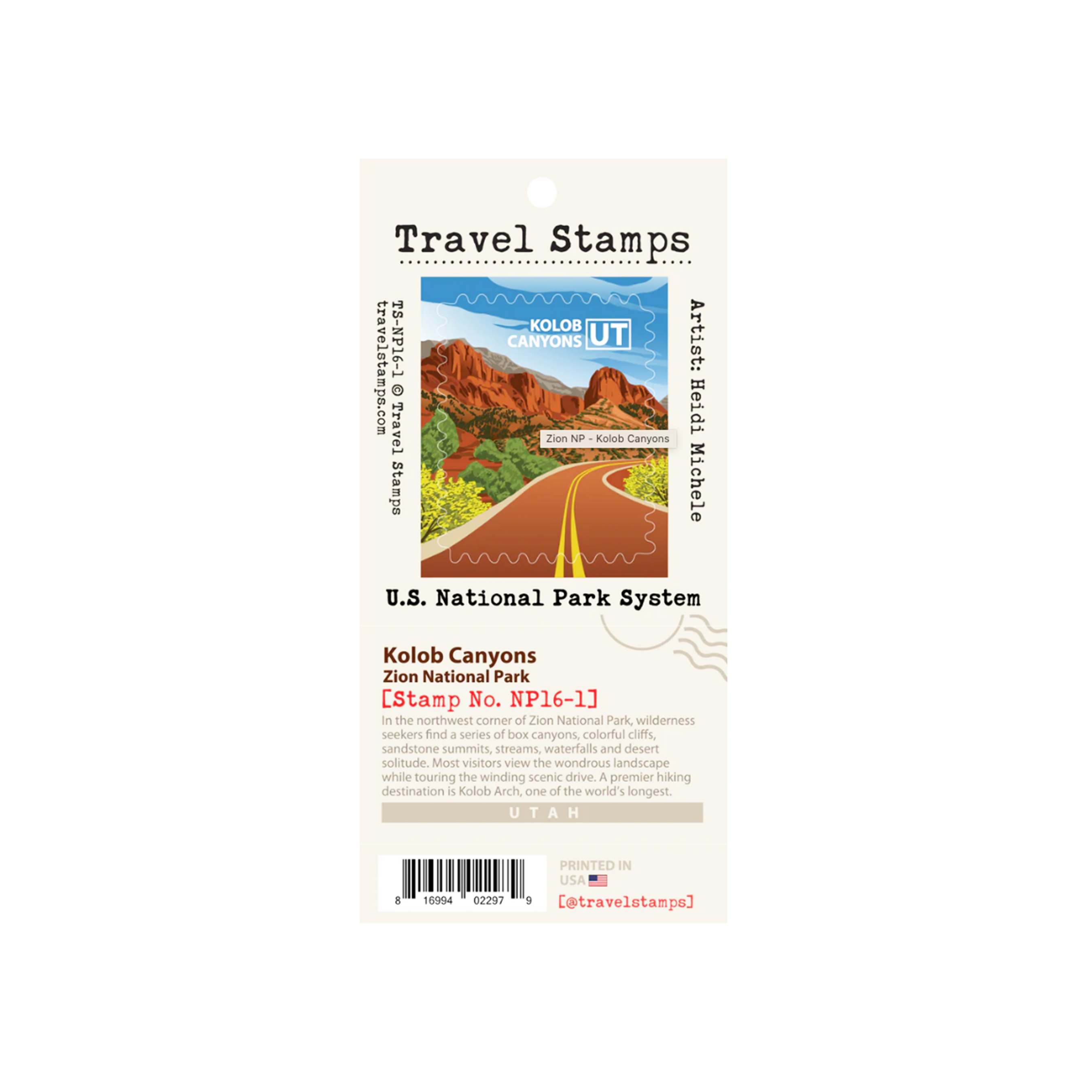 Travel Stamp Zion - Kolob - Zion Natl Park Forever Project