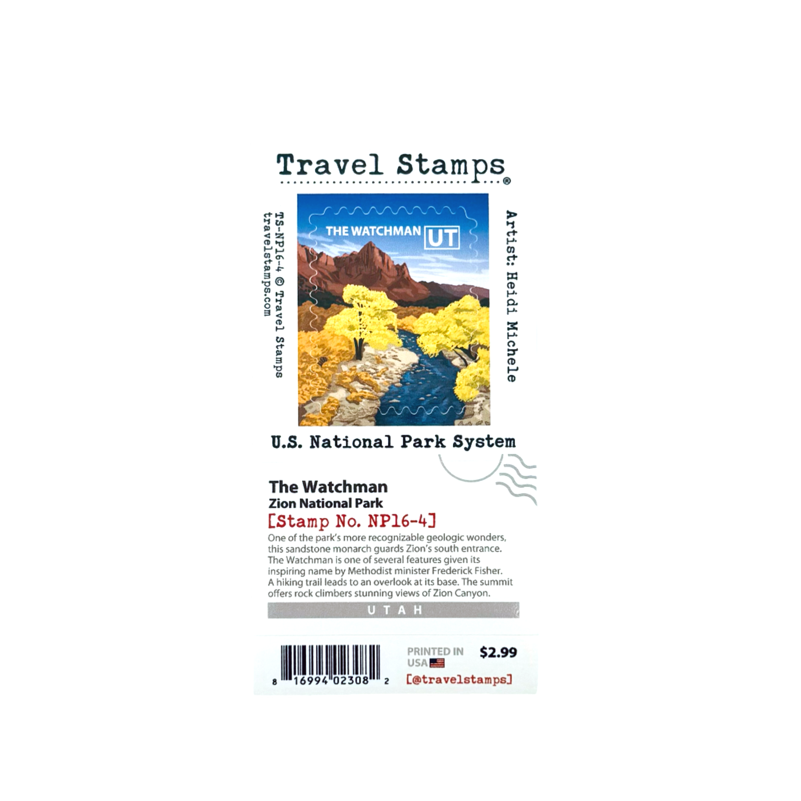Travel Stamp Zion - The Watchman - Zion Natl Park Forever Project