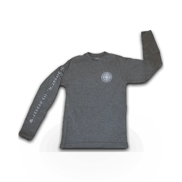 McGovern Maps Zion GPS long-sleeve T-shirt featuring a detailed map design on a comfortable casual shirt.