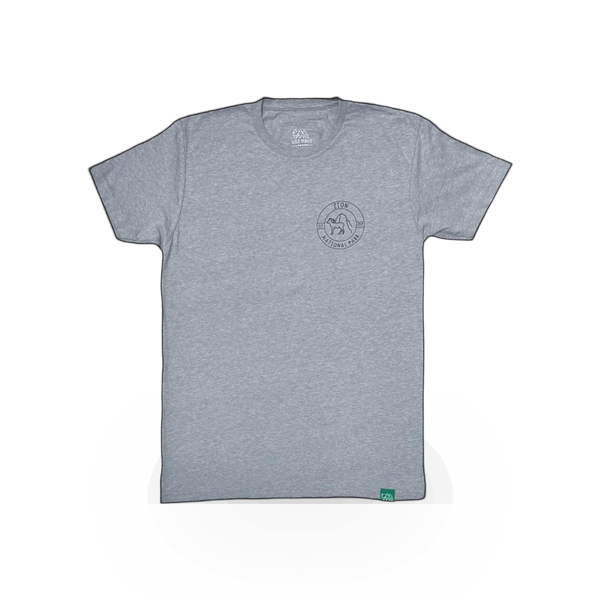 Wild Tribute Zion Topo Map T-shirt featuring detailed topographic design of Zion National Park on soft fabric.