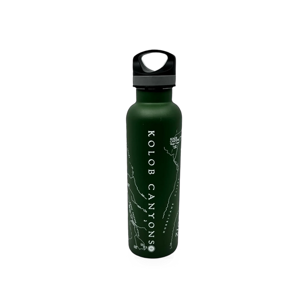 McGovern Maps water bottle featuring a detailed Kolob Map design, made of durable material for everyday use.
