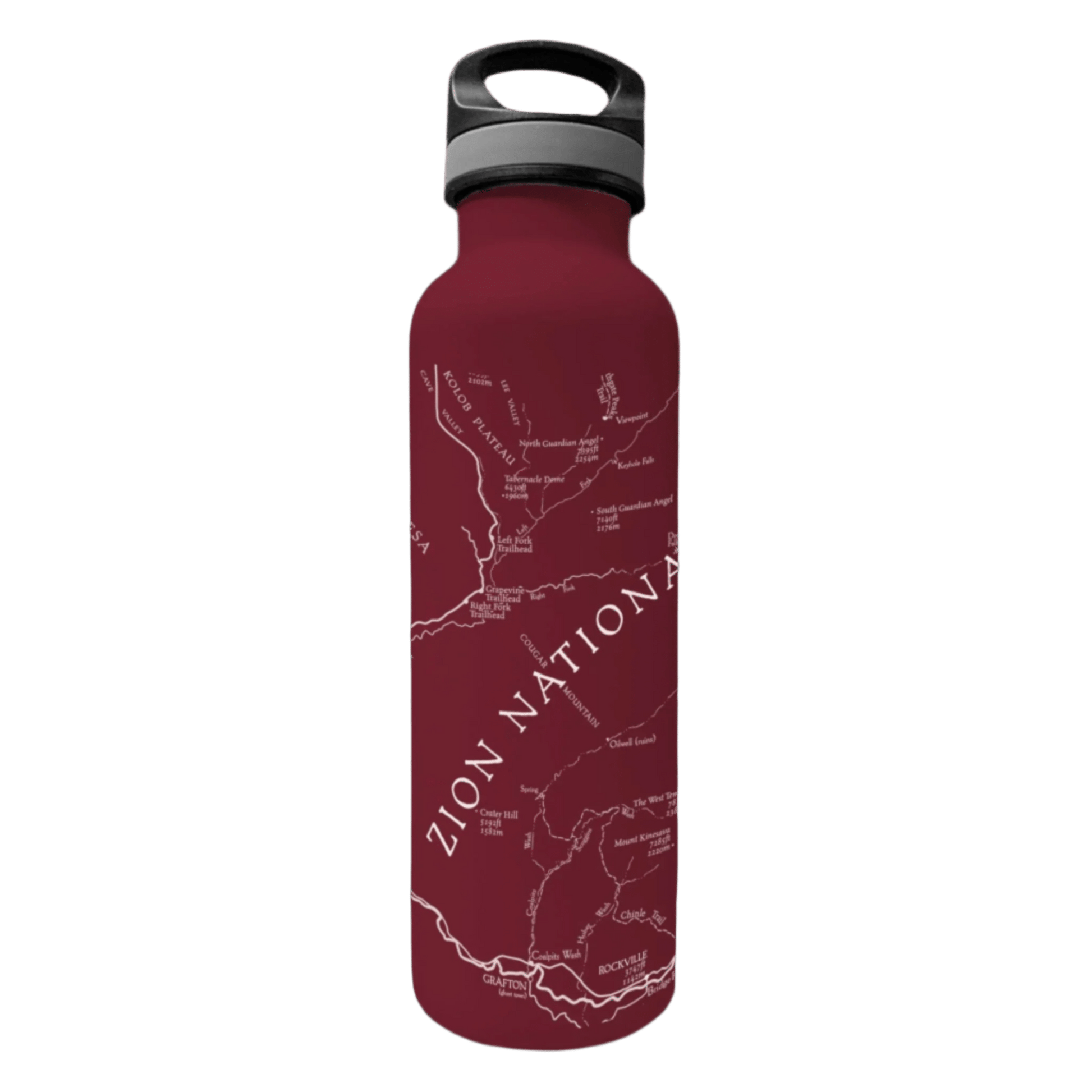 Water Bottle - Zion Map - Zion Natl Park Forever Project