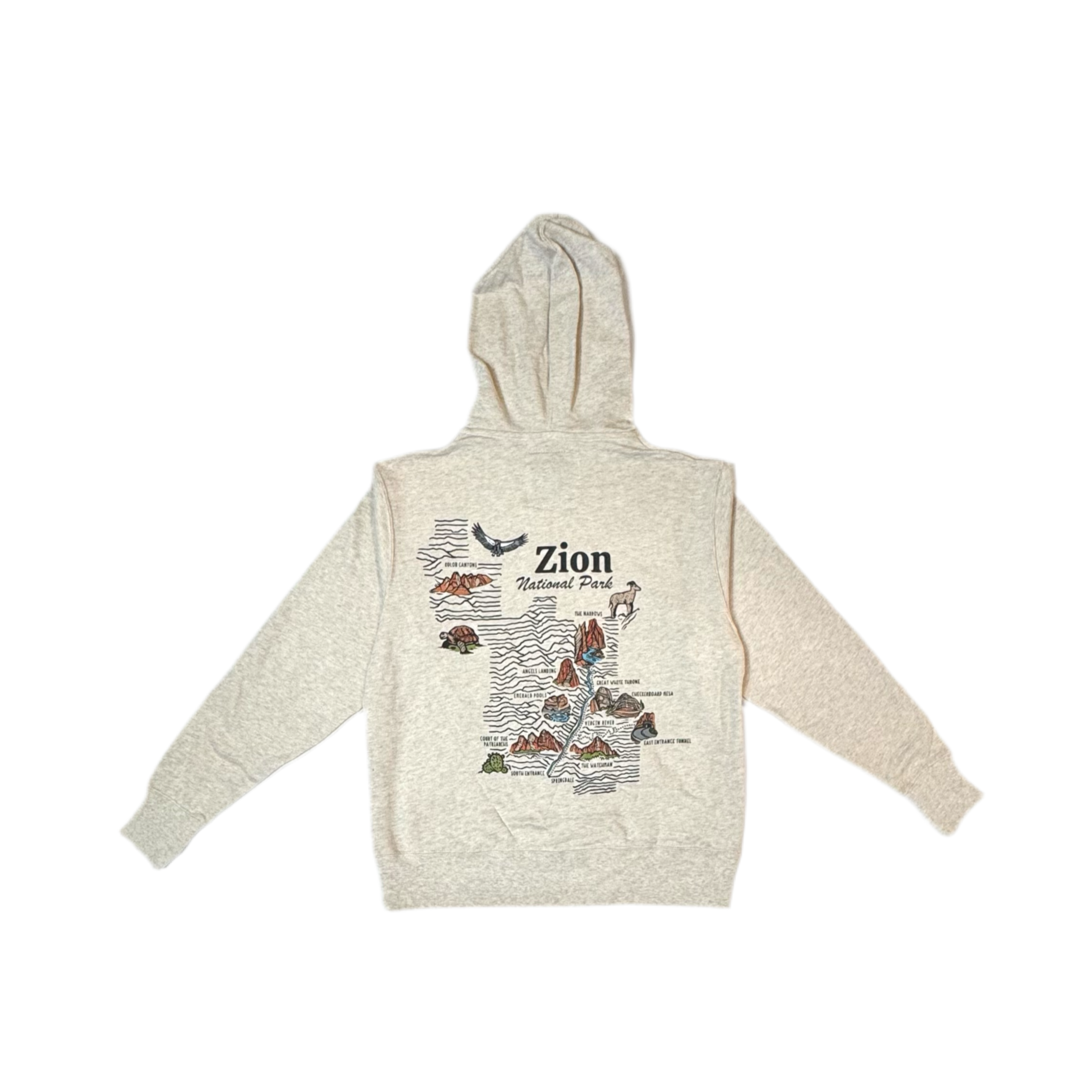 Hoodie - Zip Topo Map - Zion Natl Park Forever Project