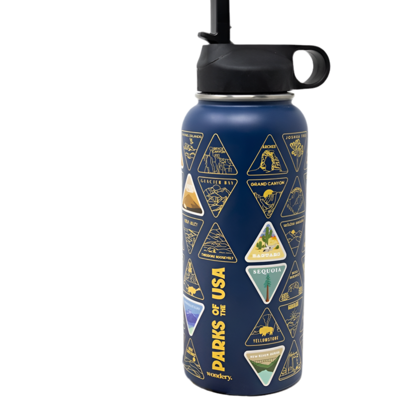 Water Bottle - Parks of the USA Bucket List - Navy - Zion Natl Park Forever Project