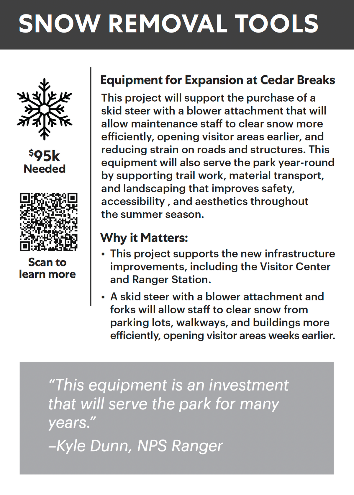 Equipment for Expansion at Cedar Breaks — back