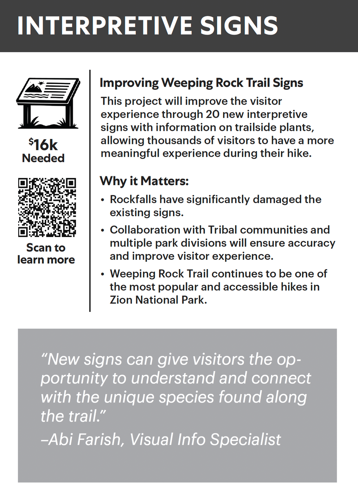 Improving Interpretive Experience Along Weeping Rock Trail — back