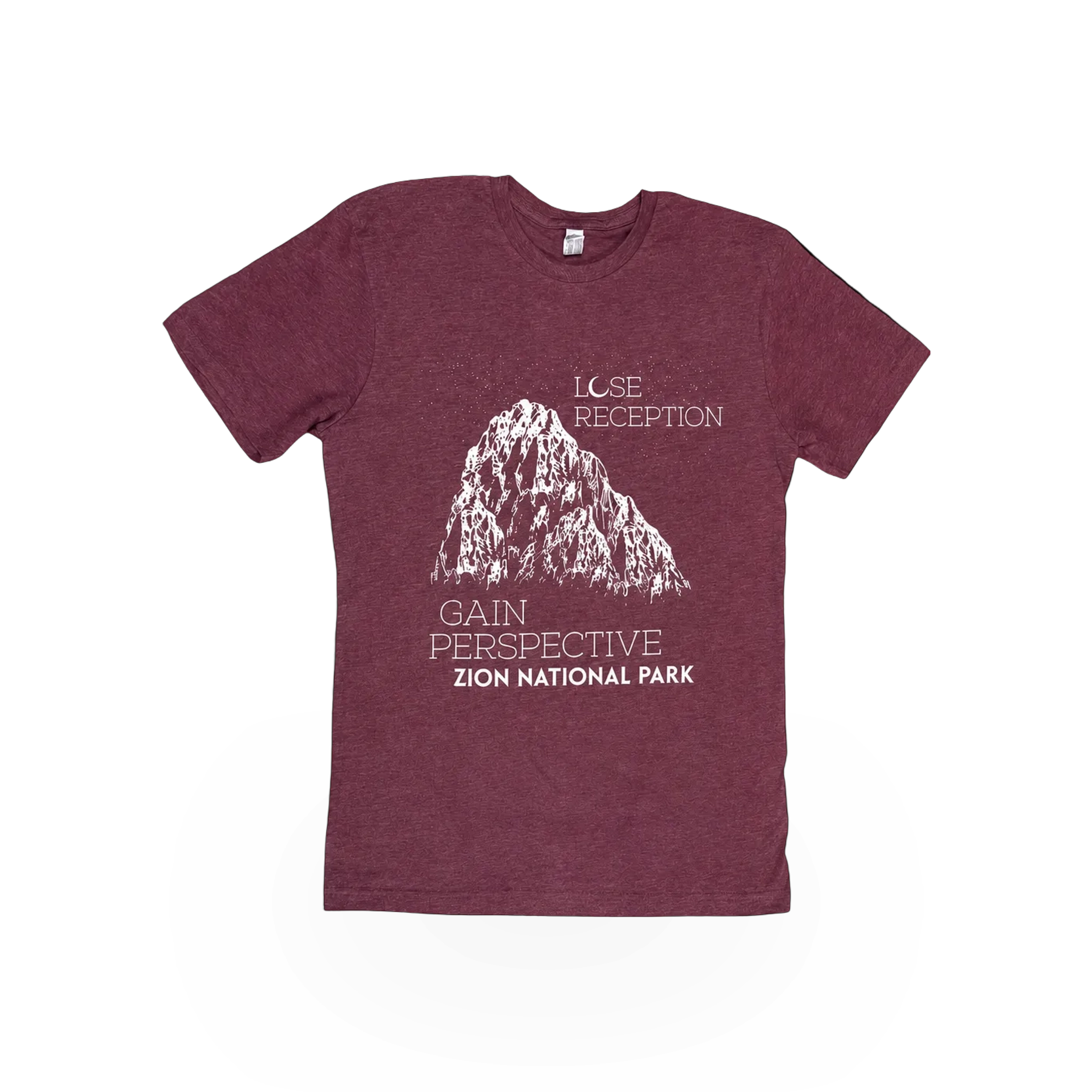 RMR Designs theme T-shirt with "Lose Reception" graphic, casual fit, white fabric, front view, suitable for everyday wear.