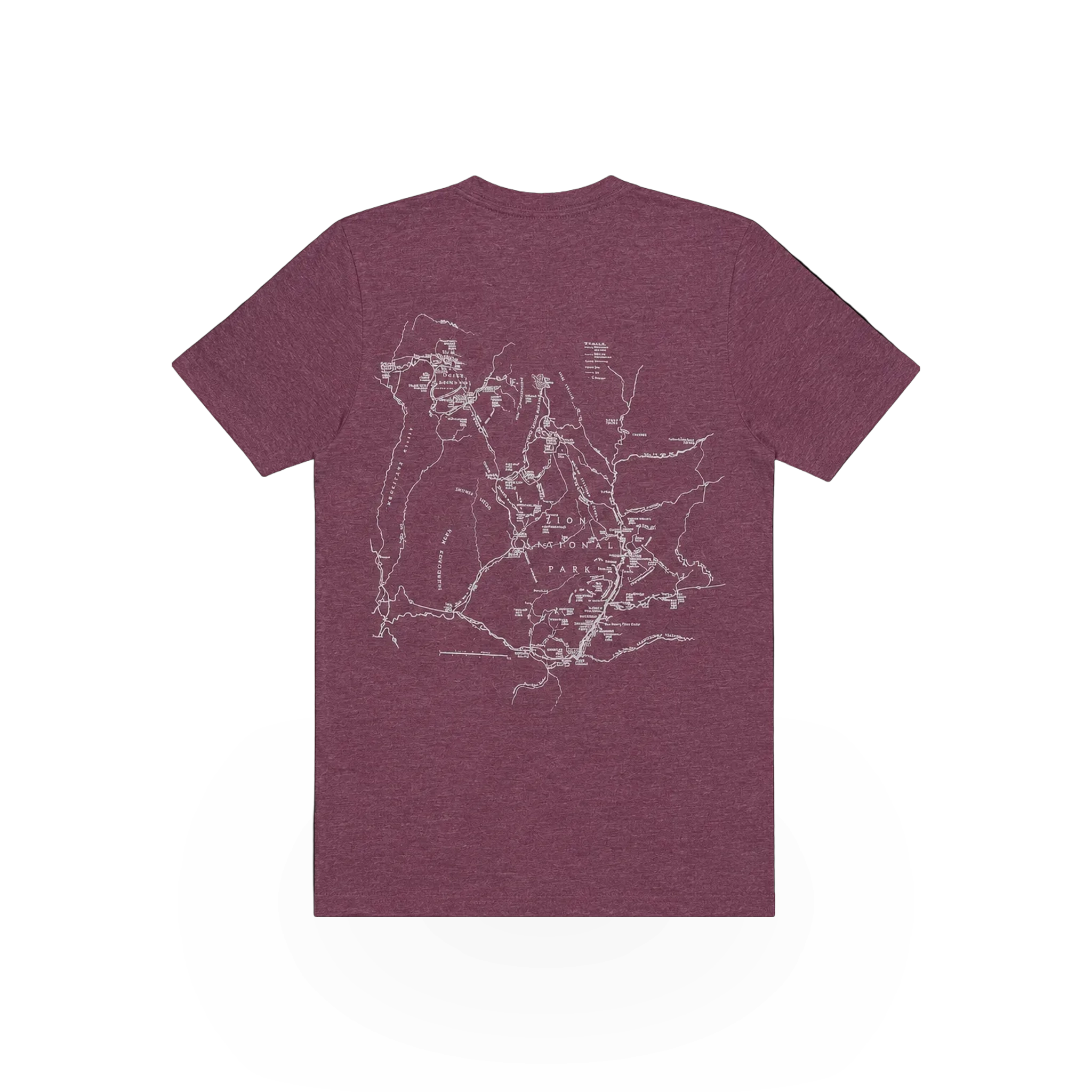 McGovern Maps Zion GPS themed T-shirt featuring a stylish design with Zion National Park map artwork.