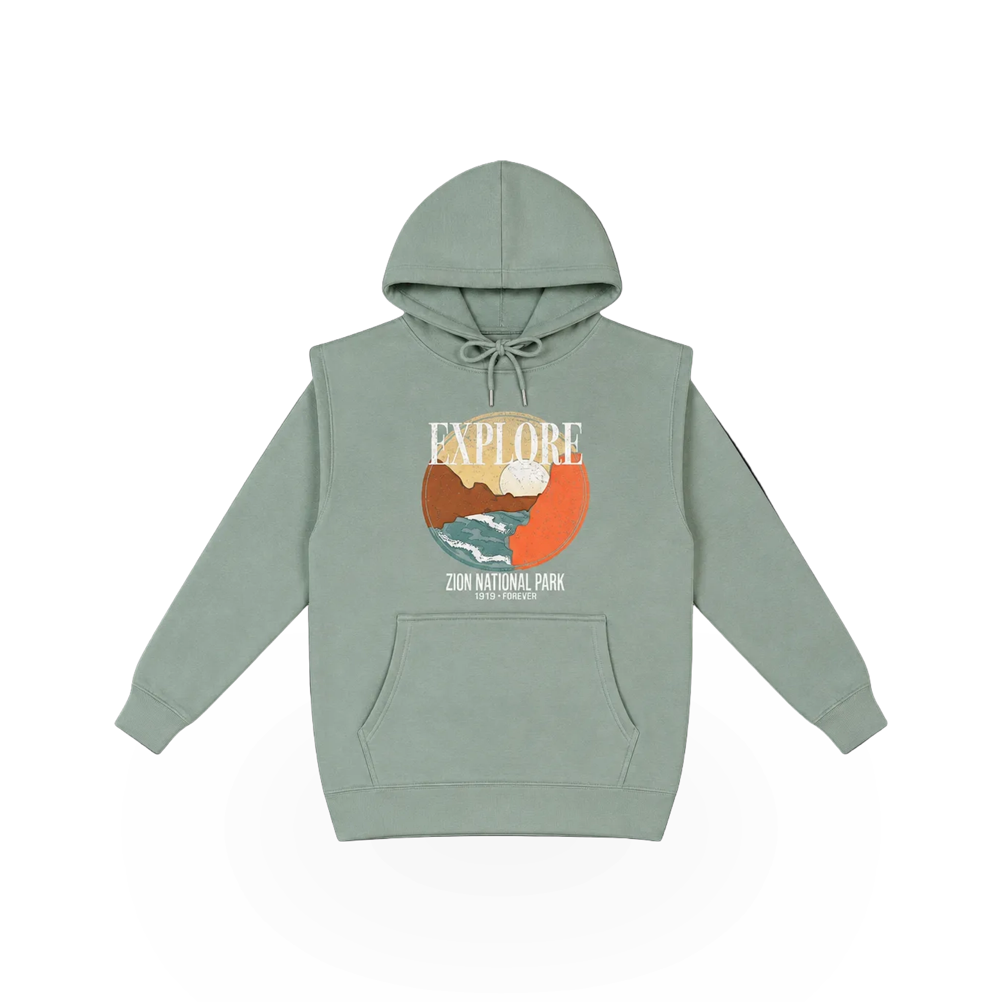 Black hoodie from Concept 360's Explore THEME with a front chest logo and comfortable casual fit.