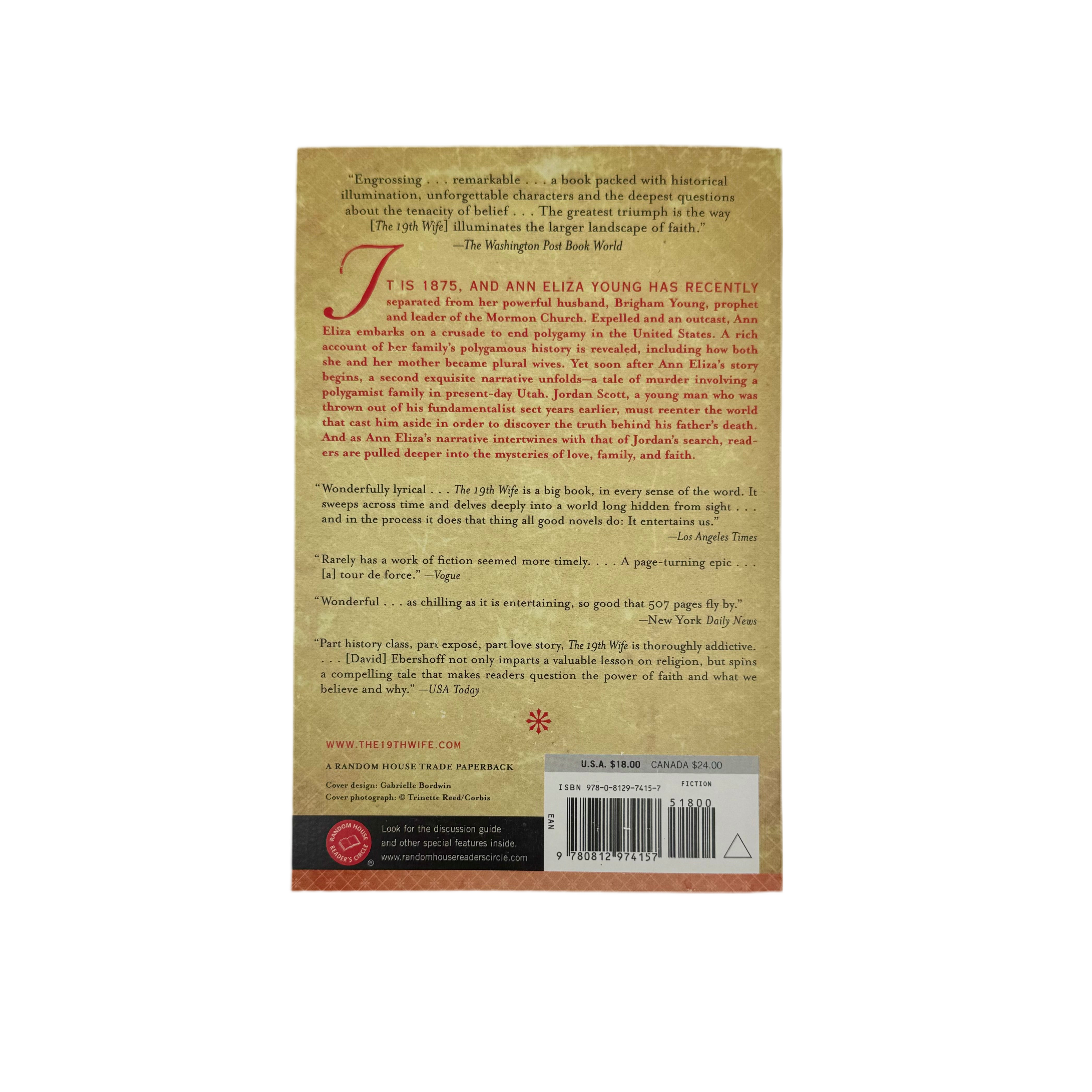 Book - The 19th Wife - Zion Natl Park Forever Project