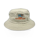 Dorfman Pacific Yth Bucket Zion embroidered hat, full view showing colorful embroidery and casual style.