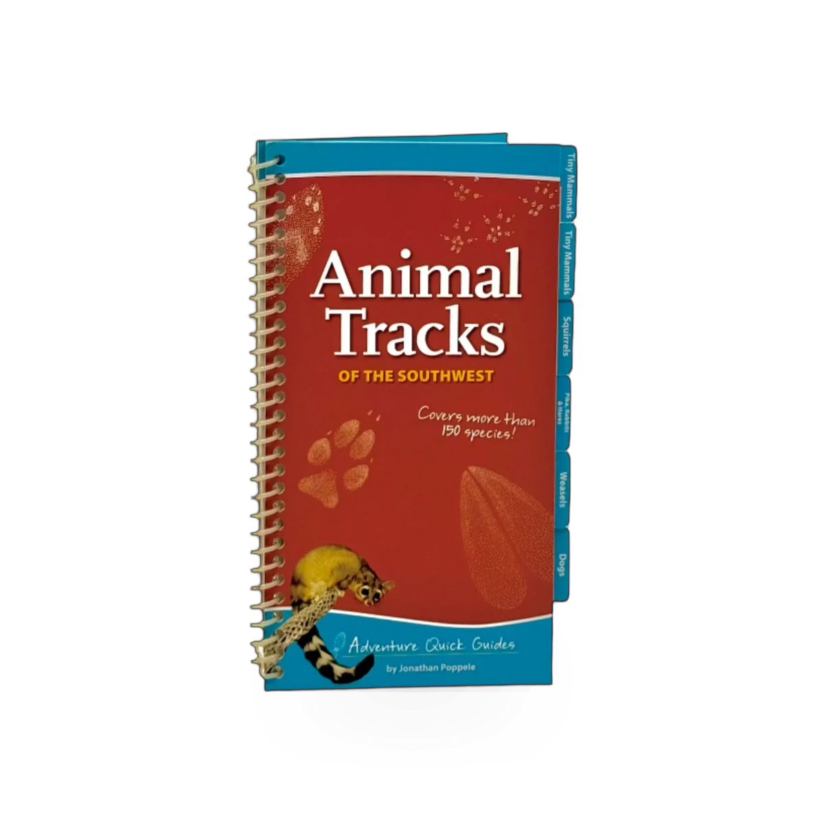 AdventureKeen Animal Tracks Adventure Guide book showing illustrated animal footprints on a forest background