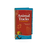 AdventureKeen Animal Tracks Adventure Guide book showing illustrated animal footprints on a forest background