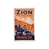 John Clark's "Opening Zion" poster, vibrant full-size artwork featuring scenic Zion National Park imagery.