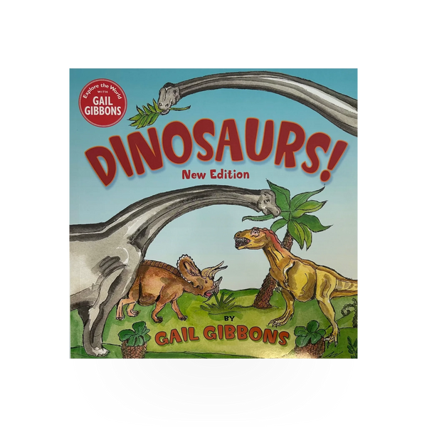 Cover image of the Penguin Random House "Dinosaurs!" book, showcasing colorful dinosaur illustrations on the front cover.