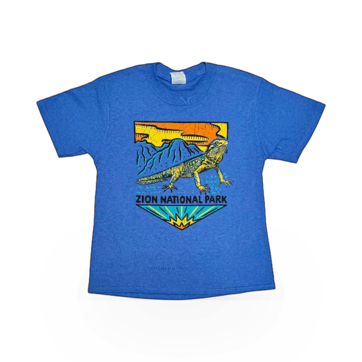 RMR Designs themed T-shirt featuring a detailed woodblock-style collared lizard graphic on the front.