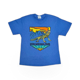 RMR Designs themed T-shirt featuring a detailed woodblock-style collared lizard graphic on the front.